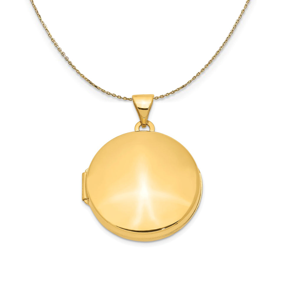 14k Yellow Gold 20mm Round Polished Domed Locket Necklace, Item N23692 by The Black Bow Jewelry Co.