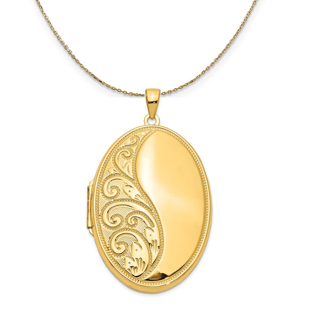 14k Yellow Gold 38mm Oval Locket Necklace, Item N23693 by The Black Bow Jewelry Co.