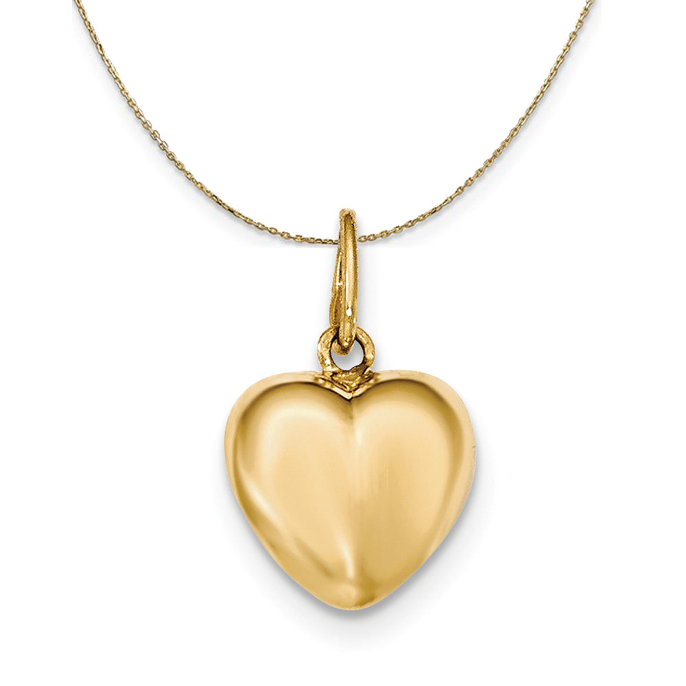 14k Yellow Gold Three Dimensional Puffed Heart Necklace, Item N23728 by The Black Bow Jewelry Co.