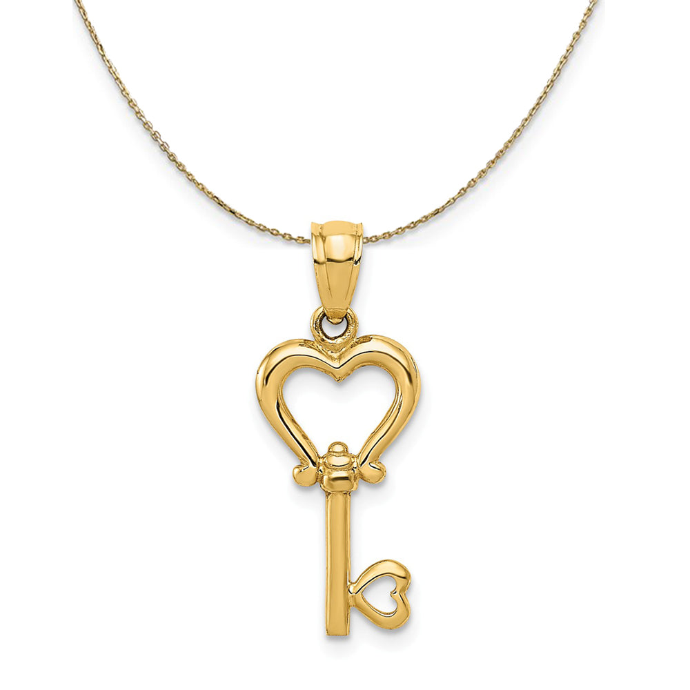 14k Yellow Gold Heart Key (9mm) Necklace, Item N23756 by The Black Bow Jewelry Co.