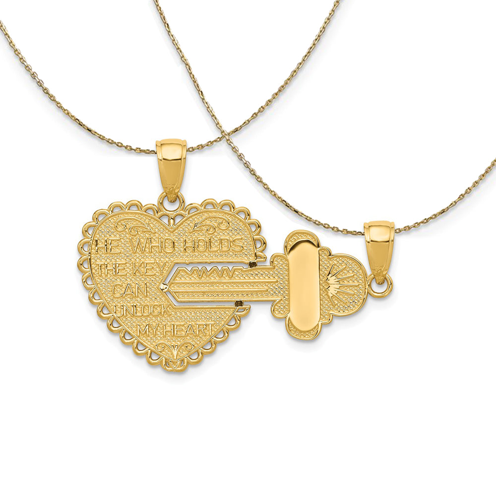 14k Yellow Gold Heart and Key Set (39mm) Necklace, Item N23759 by The Black Bow Jewelry Co.