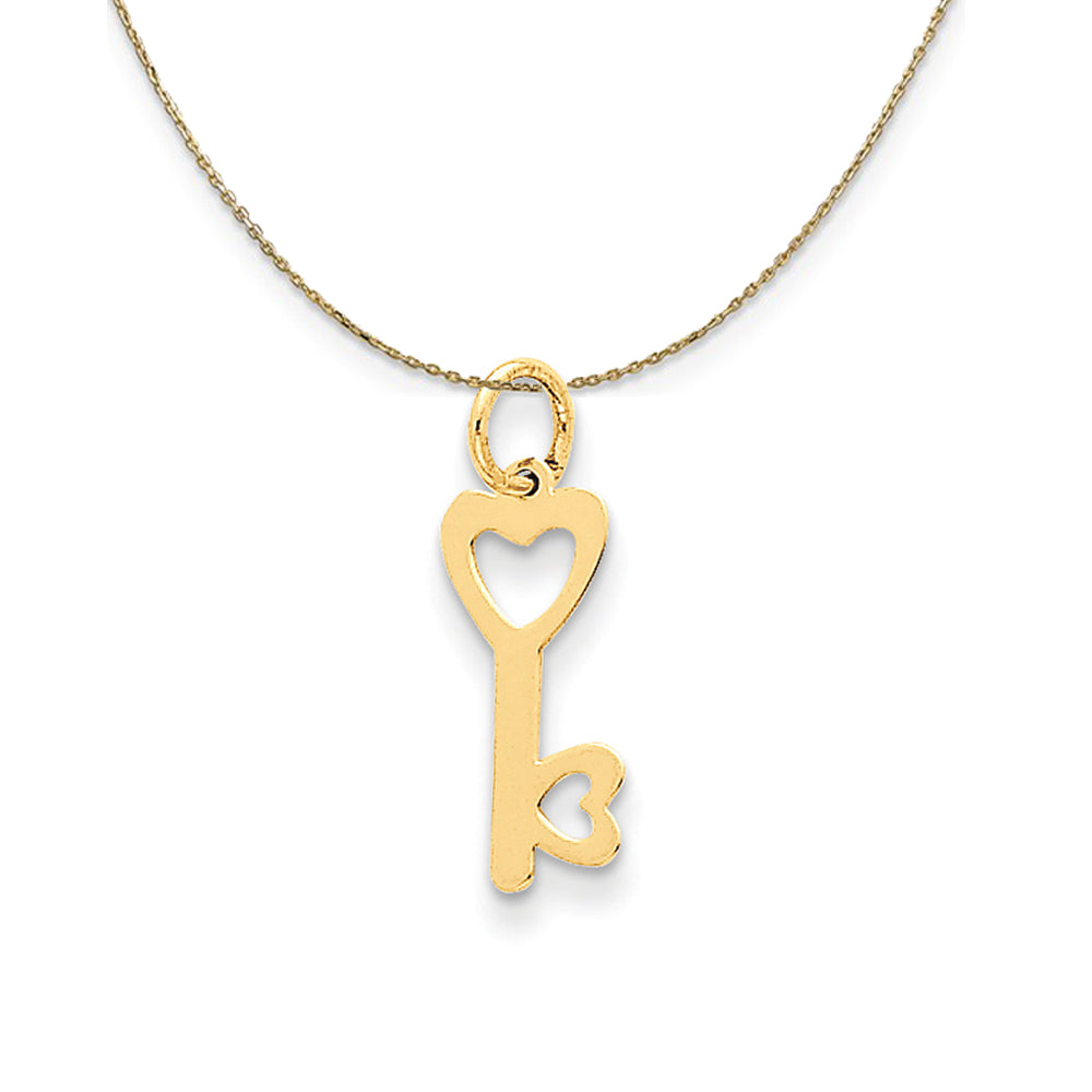 14k Yellow Gold Heart Shaped Key Necklace, Item N23761 by The Black Bow Jewelry Co.