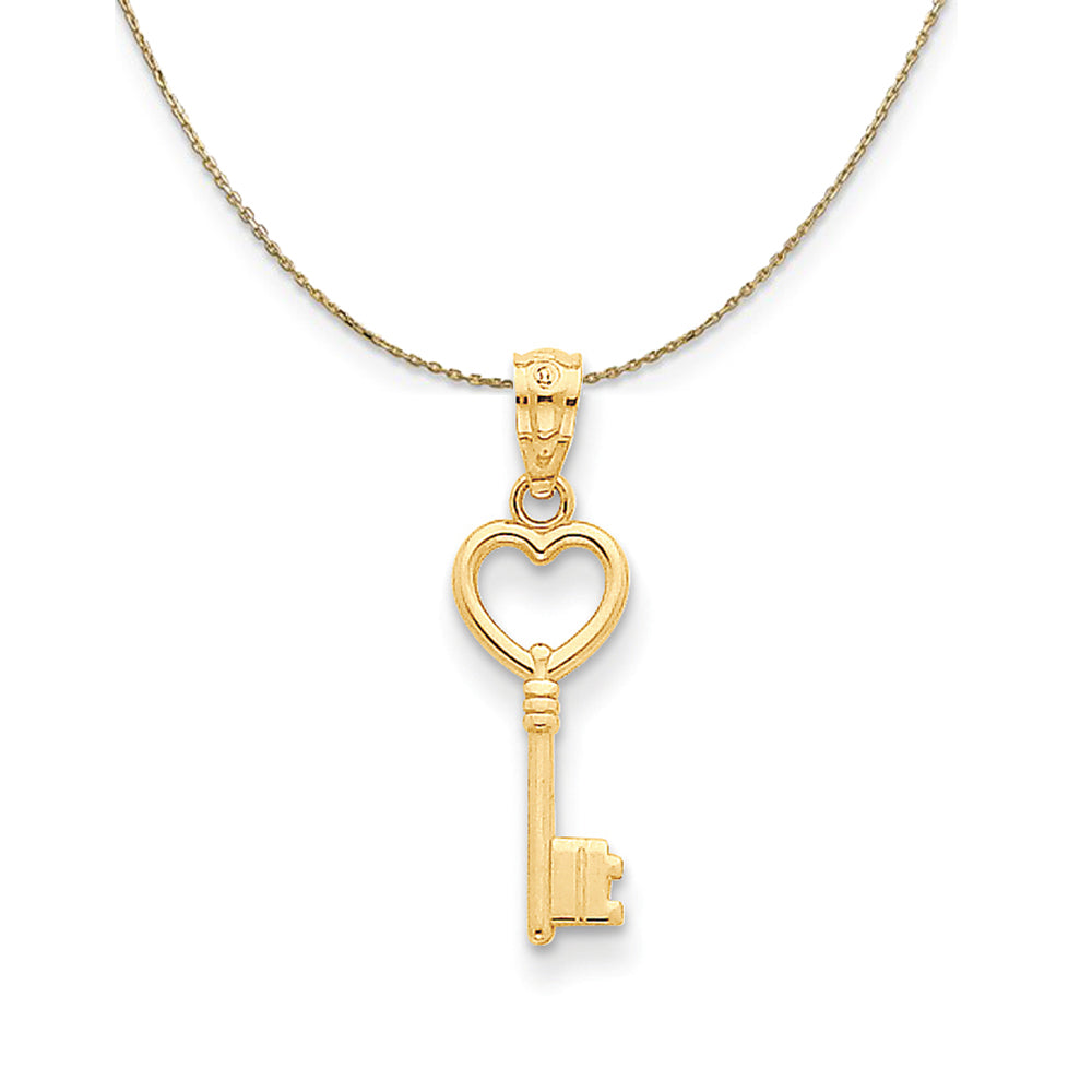 14k Yellow Gold Polished Heart Key (7mm) Necklace, Item N23762 by The Black Bow Jewelry Co.