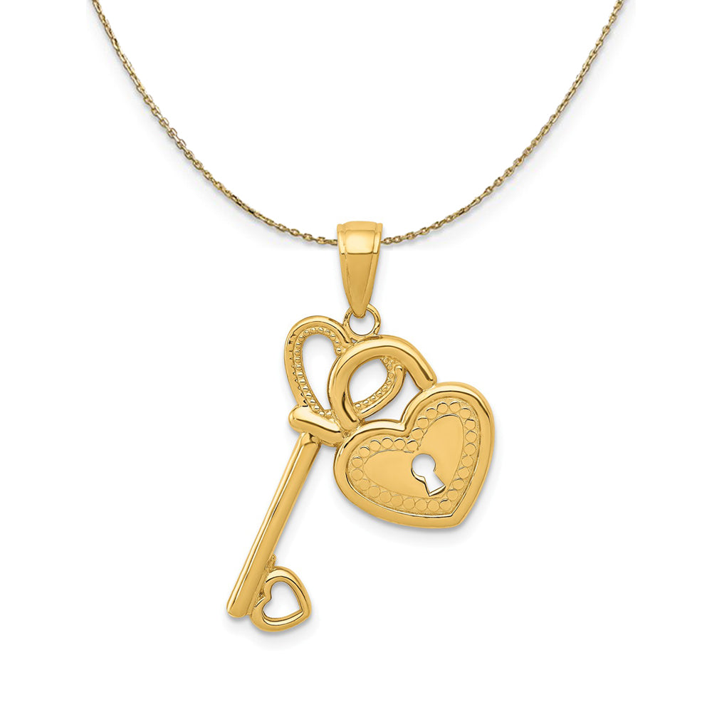 14k Yellow Gold Heart Key and Lock (17mm) Necklace, Item N23769 by The Black Bow Jewelry Co.