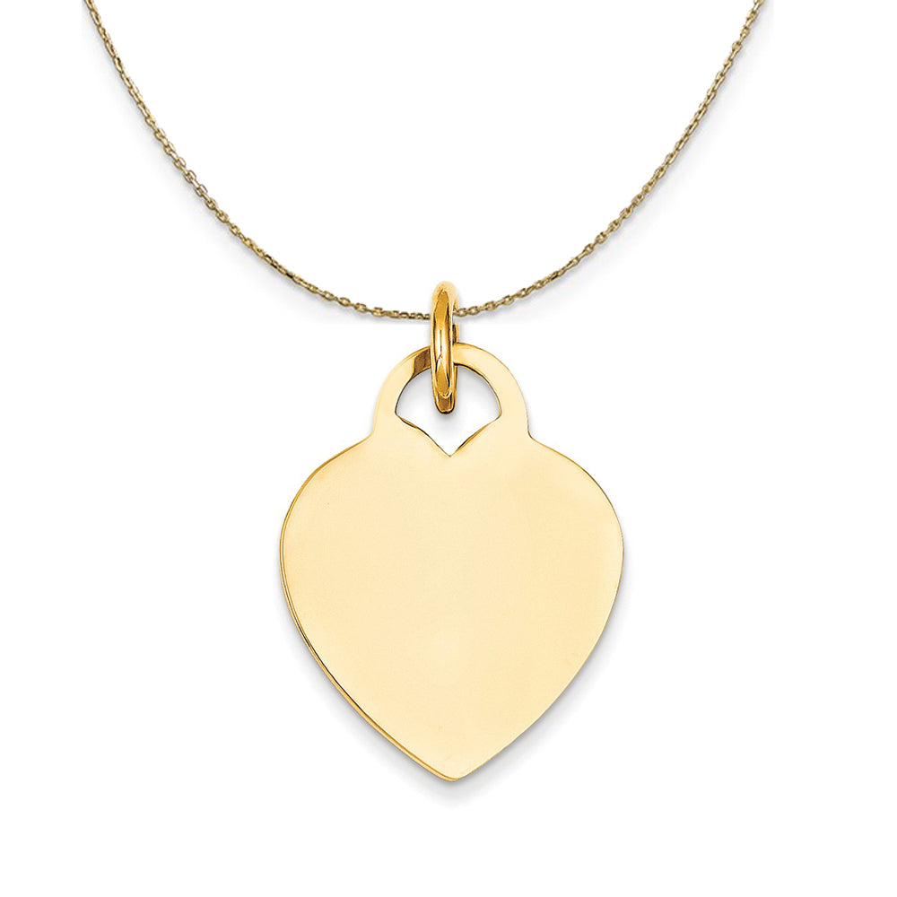 14k Yellow Gold Engravable Heart Disc Necklace, Item N23779 by The Black Bow Jewelry Co.