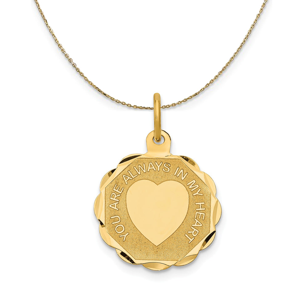 14k Yellow Gold YOU ARE ALWAYS IN MY HEART Necklace, Item N23854 by The Black Bow Jewelry Co.