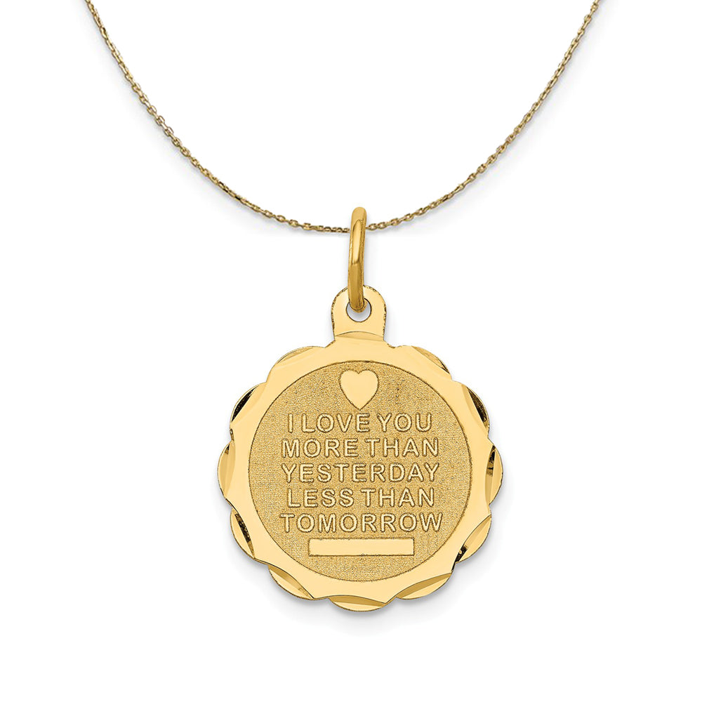 14k Yellow Gold I Love You More Necklace, Item N23855 by The Black Bow Jewelry Co.
