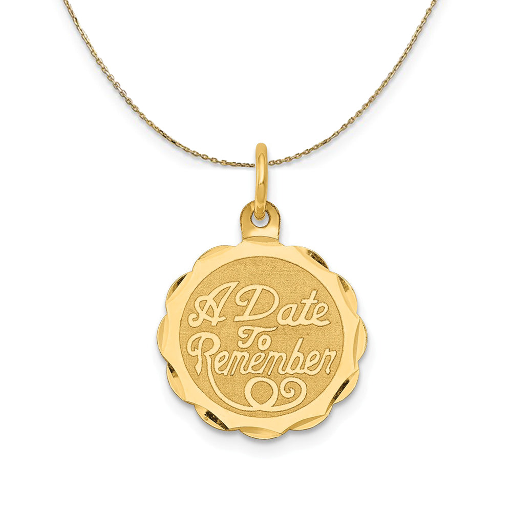 14k Yellow Gold A Date To Remember Disc Necklace, Item N23881 by The Black Bow Jewelry Co.