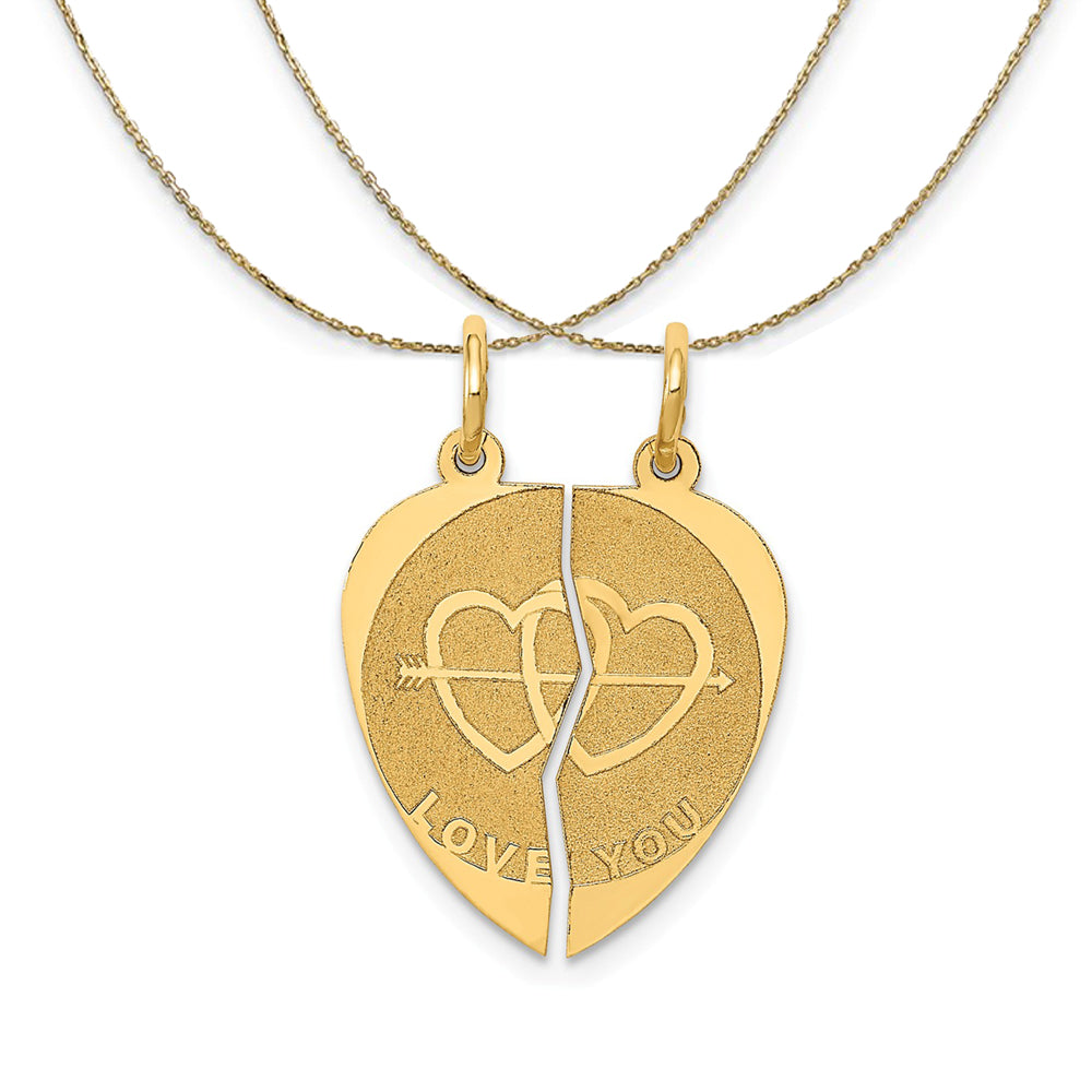 14k Yellow Gold I Love You Set of 2 Charms (17mm) Necklace, Item N23883 by The Black Bow Jewelry Co.