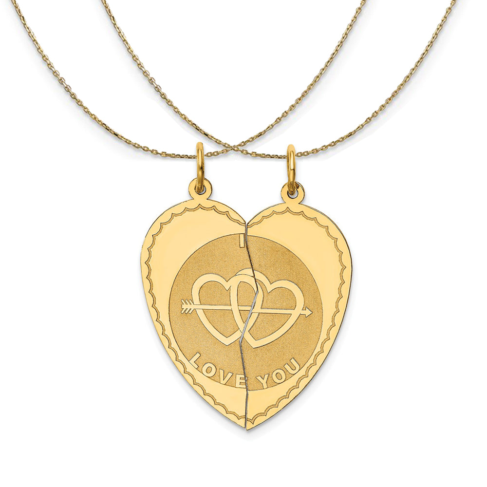 14k Yellow Gold I Love You Set of 2 Charms (24mm) Necklace, Item N23884 by The Black Bow Jewelry Co.