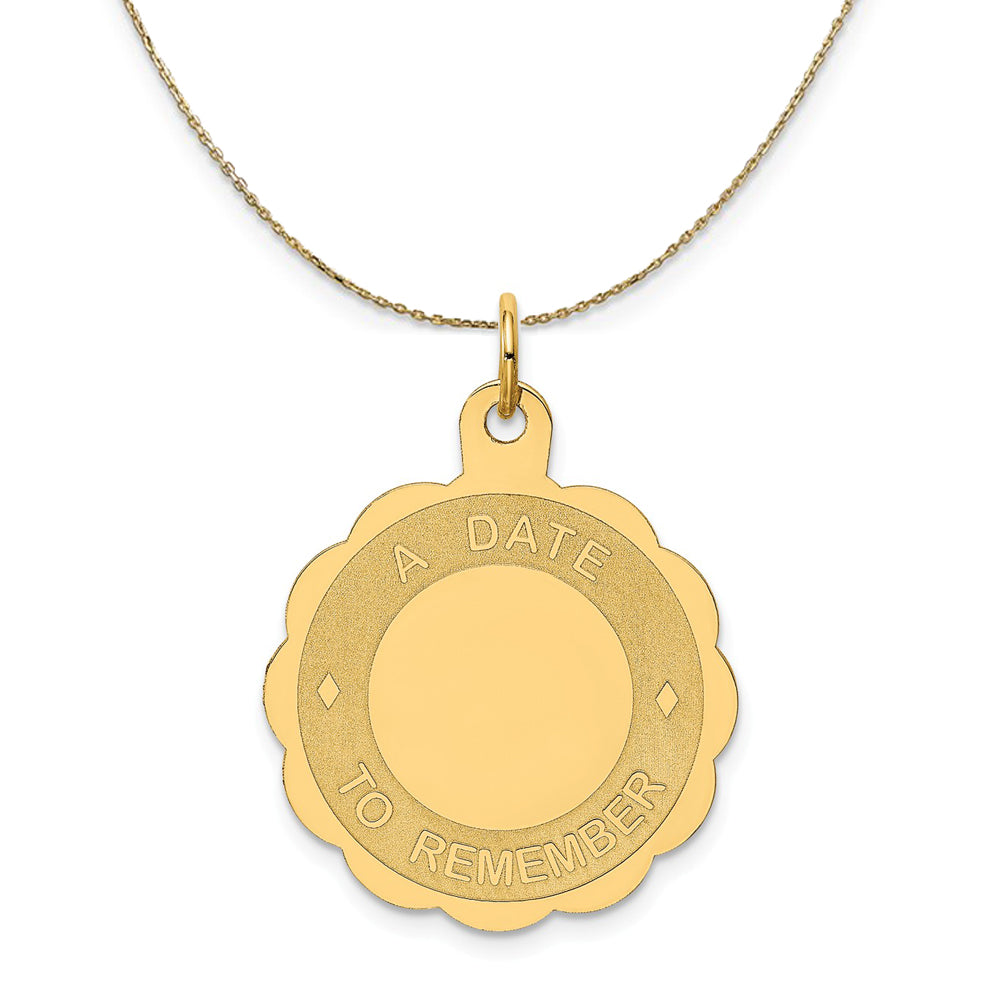 14k Yellow Gold A Date to Remember Disc Necklace, Item N23886 by The Black Bow Jewelry Co.