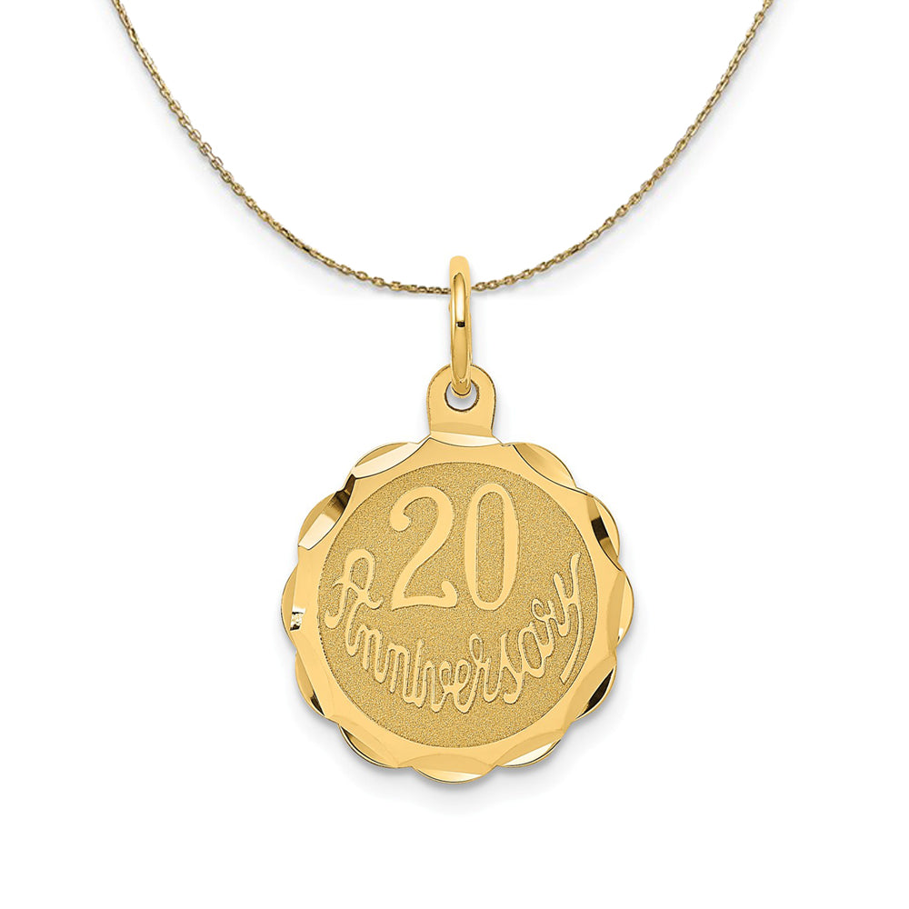 14k Yellow Gold 20th Anniversary Circle Necklace, Item N23917 by The Black Bow Jewelry Co.