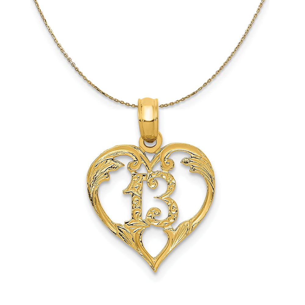 14k Yellow Gold 13 In Heart Cut Out Necklace, Item N23954 by The Black Bow Jewelry Co.