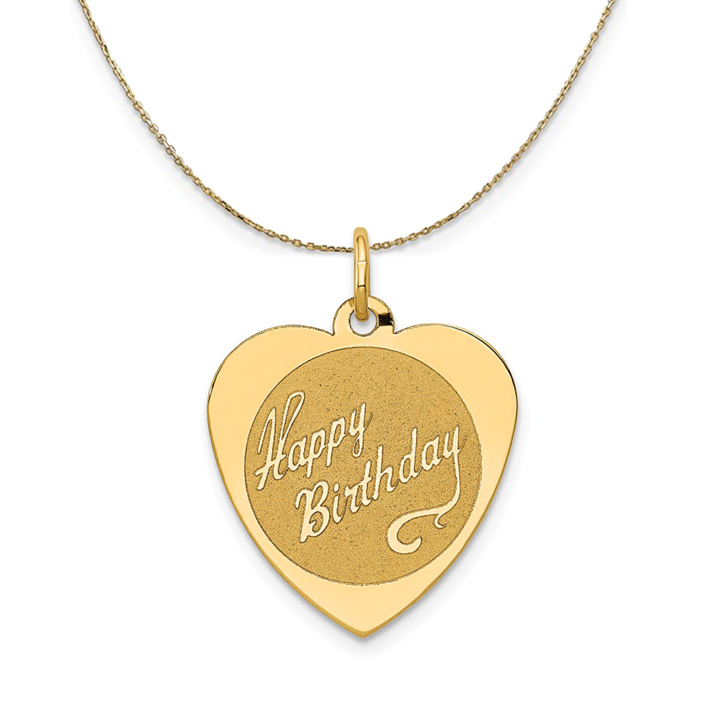 14k Yellow Gold Happy Birthday Heart Disc Necklace, Item N23980 by The Black Bow Jewelry Co.