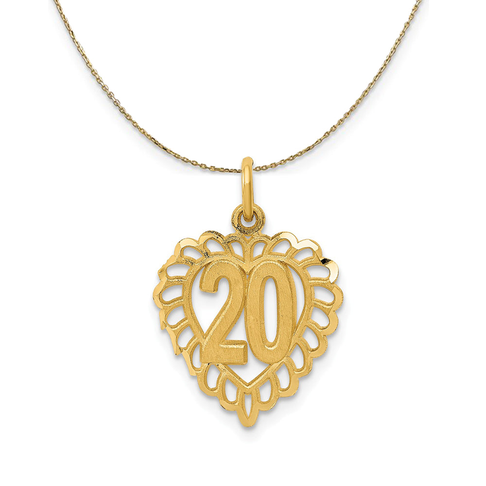 14k Yellow Gold 20 inside Heart Necklace, Item N23983 by The Black Bow Jewelry Co.