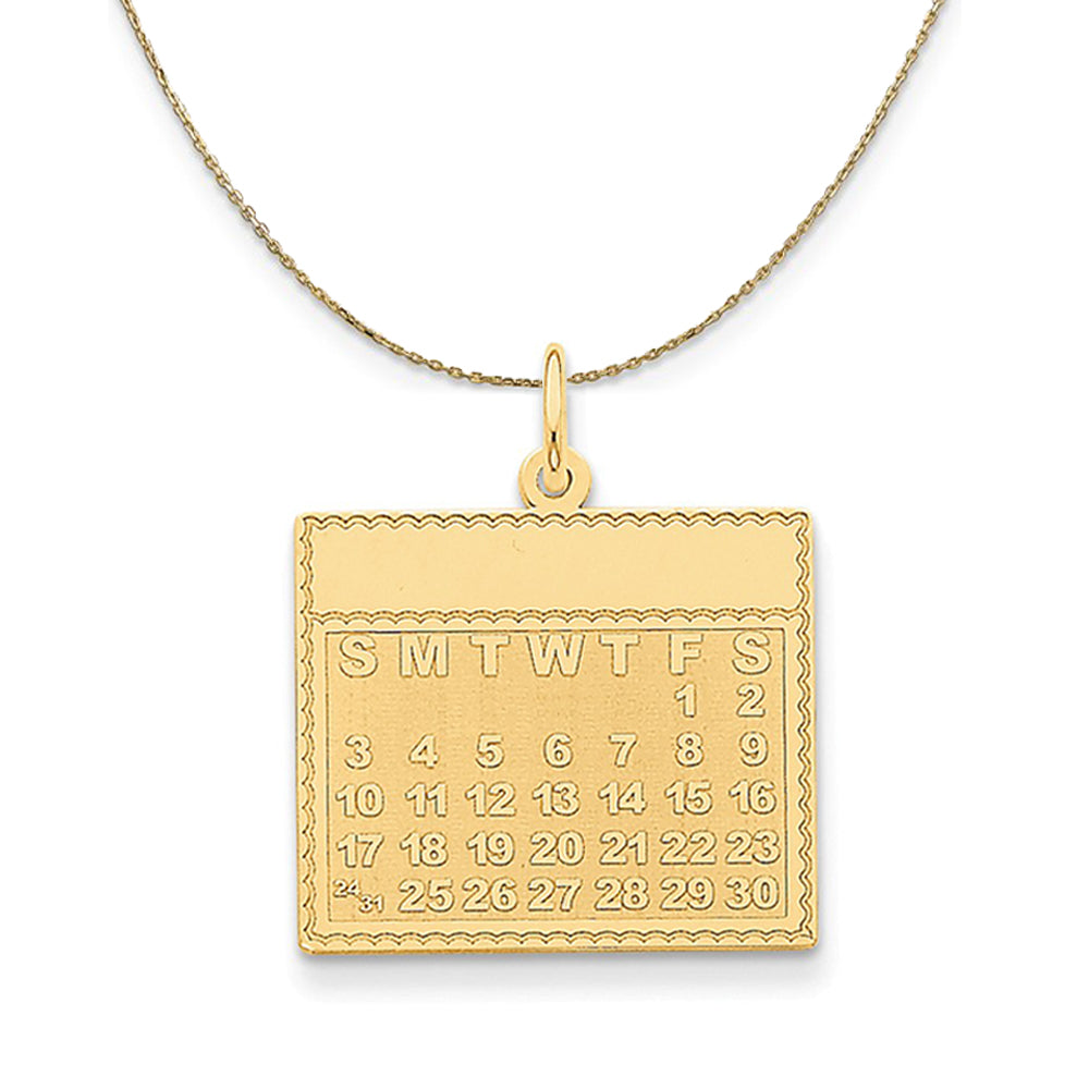 14k Yellow Gold Friday Start Perpetual Calendar Necklace, Item N24007 by The Black Bow Jewelry Co.