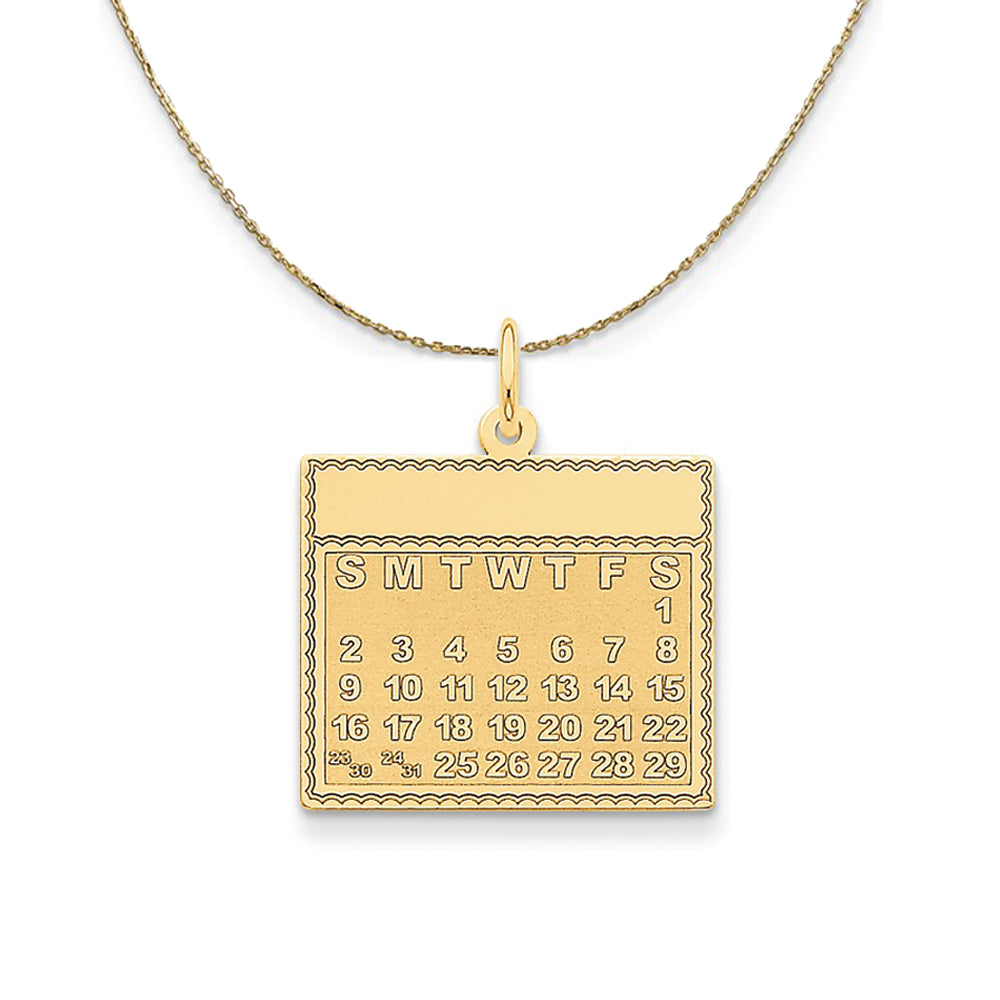 14k Yellow Gold Saturday Start Perpetual Calendar Necklace, Item N24008 by The Black Bow Jewelry Co.