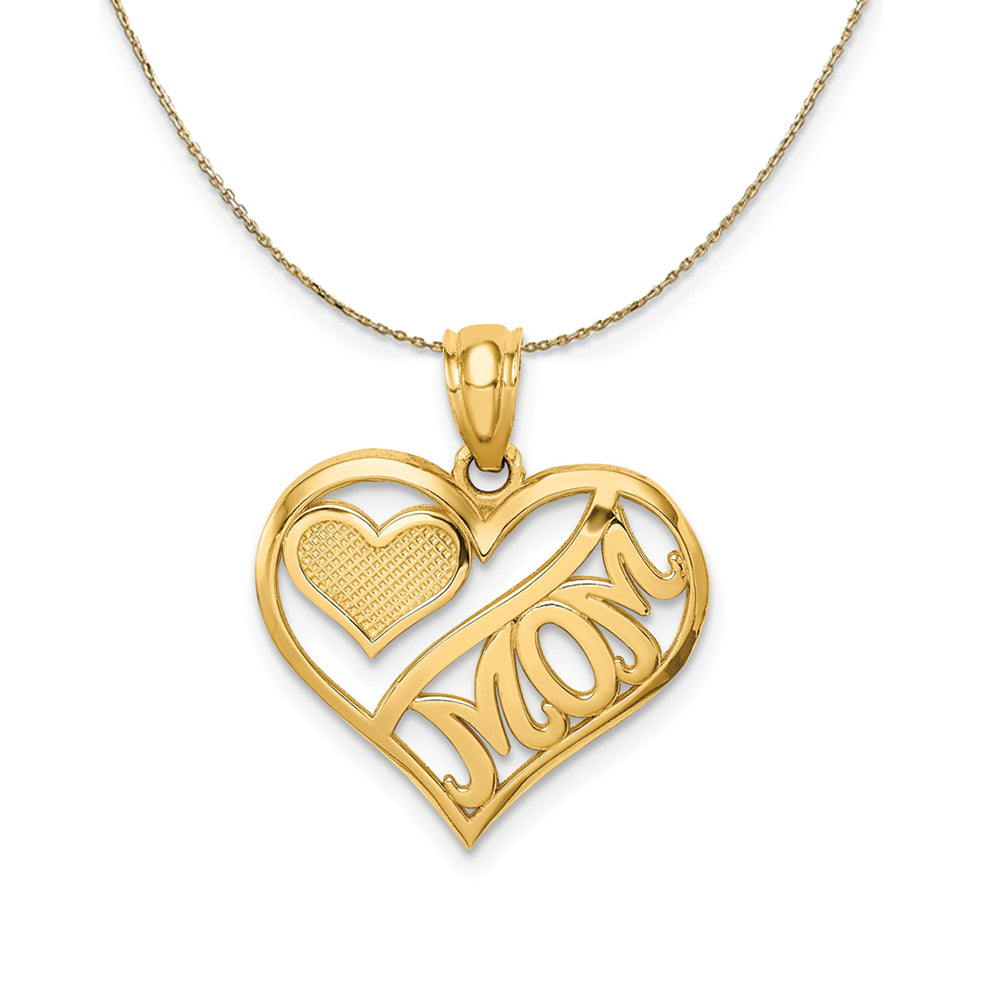 14k Yellow Gold Mom and Heart Necklace, Item N24019 by The Black Bow Jewelry Co.