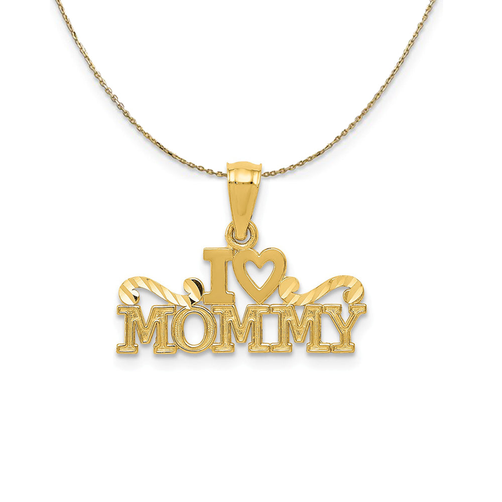 14k Yellow Gold I Heart Mommy Necklace, Item N24040 by The Black Bow Jewelry Co.