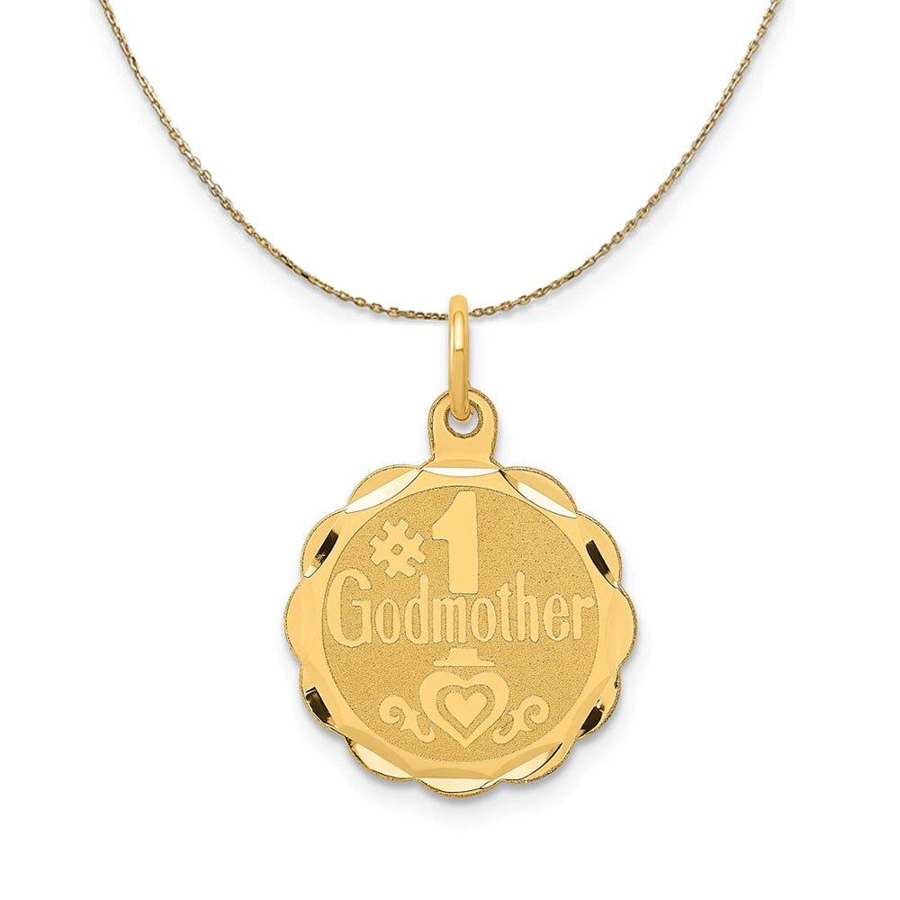 14k Yellow Gold #1 Godmother Circle Necklace, Item N24069 by The Black Bow Jewelry Co.