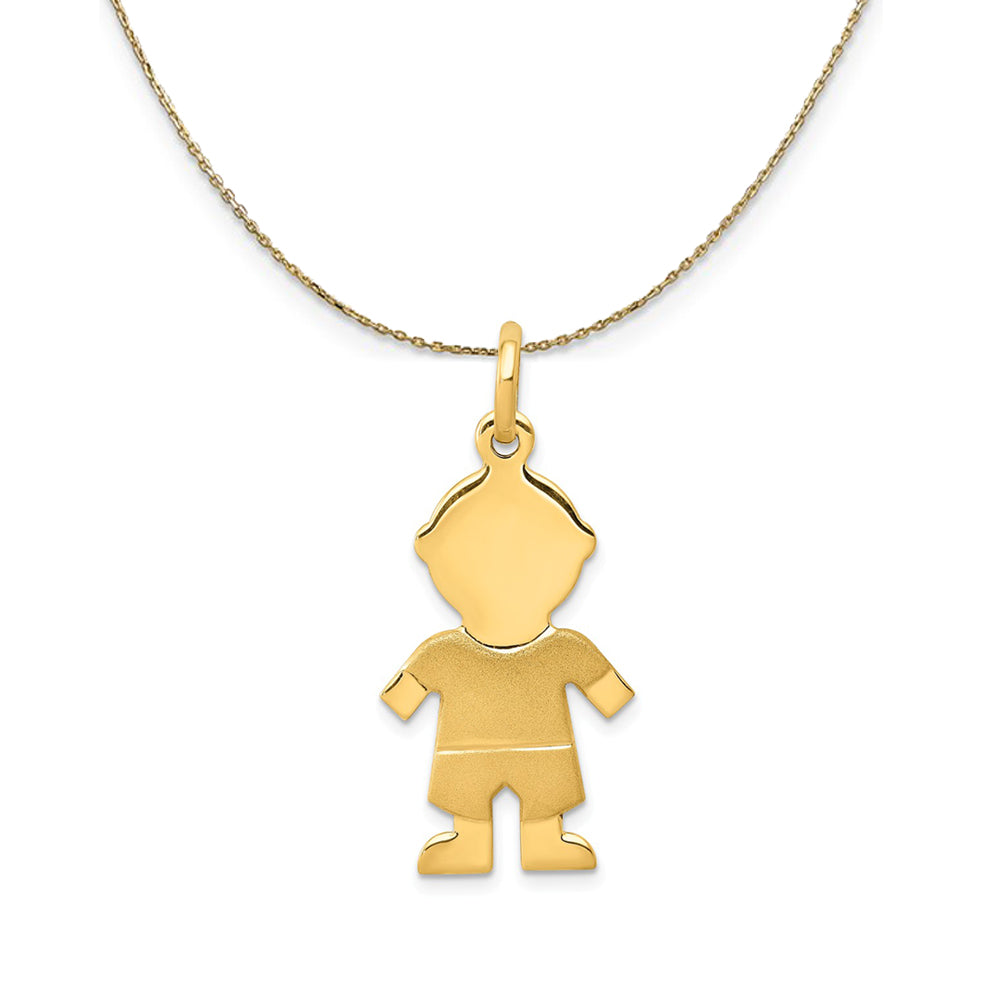 14k Yellow Gold Satin Boy Engravable Necklace, Item N24171 by The Black Bow Jewelry Co.