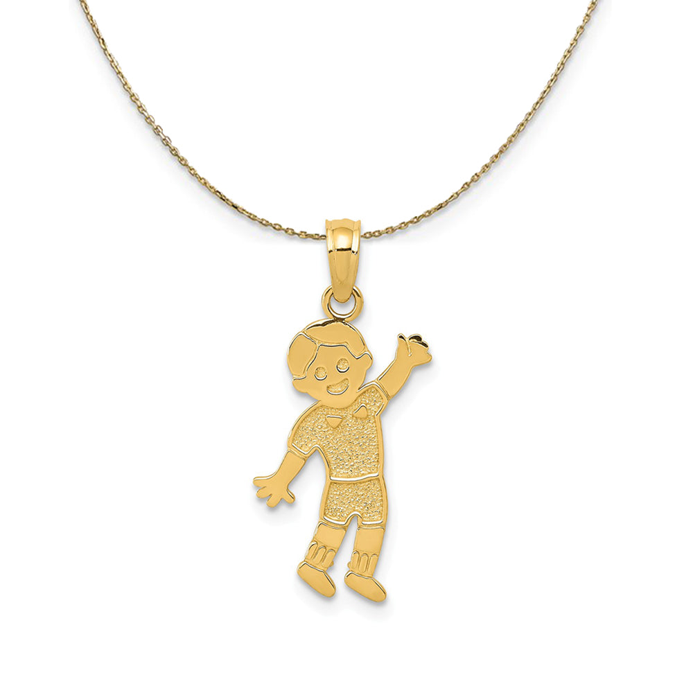 14k Yellow Gold Smiling Boy (10mm) Necklace, Item N24172 by The Black Bow Jewelry Co.