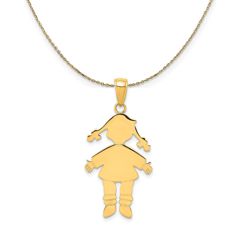 14k Yellow Gold Girl with Ponytails (17mm) Necklace, Item N24173 by The Black Bow Jewelry Co.