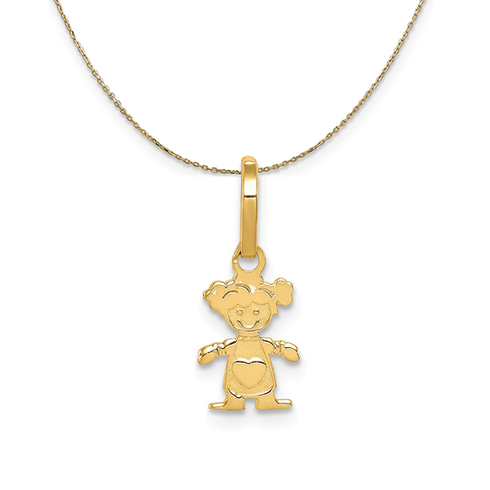 14k Yellow Gold Polished Little Girl (7mm) Necklace, Item N24178 by The Black Bow Jewelry Co.
