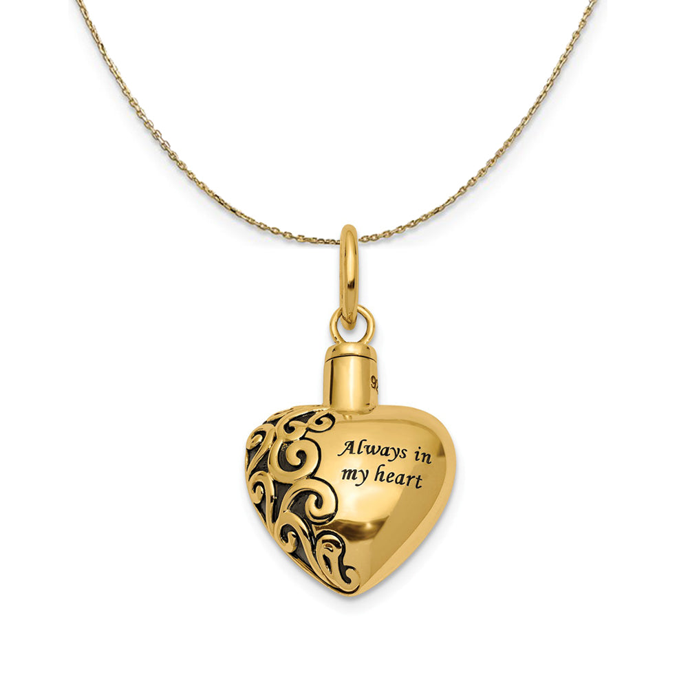 14k Yellow Gold Always In My Heart Ash Holder Necklace, Item N24193 by The Black Bow Jewelry Co.
