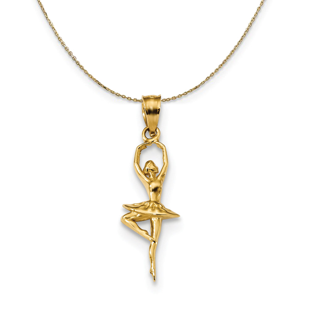 14k Yellow Gold Pointe Ballerina (27mm) Necklace, Item N24223 by The Black Bow Jewelry Co.