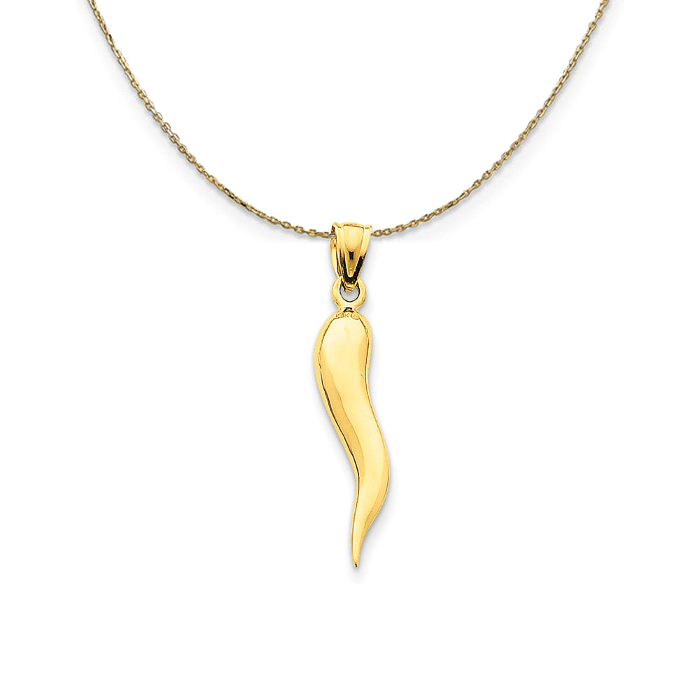 Mens & Womens Gold Italian Horn Pendant Italian Jewelry Cornicello Pep –  Gold Diamond Shop