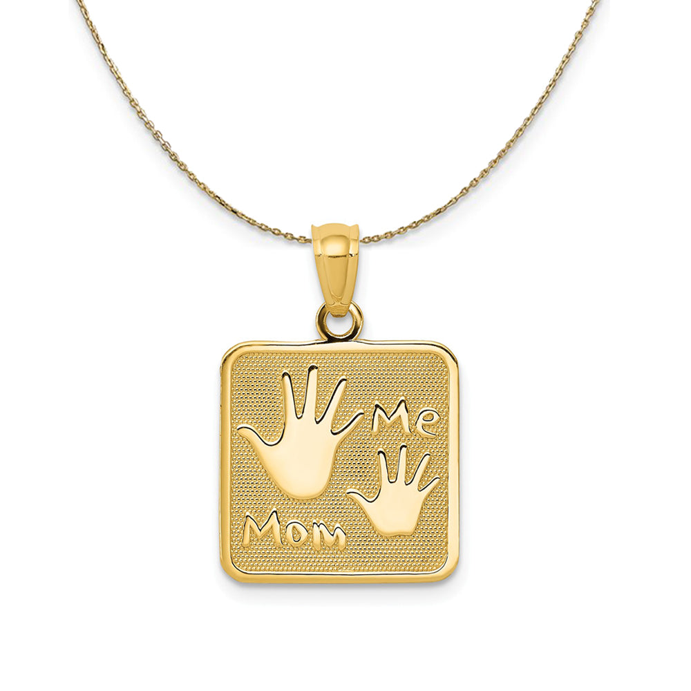 14k Yellow Gold Mom and Me Hands (14mm) Necklace, Item N24260 by The Black Bow Jewelry Co.