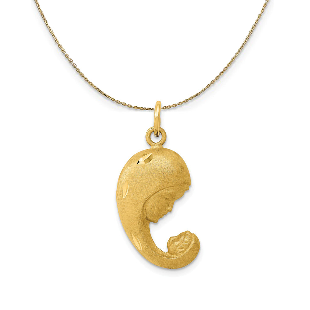 14k Yellow Gold Mother and Baby (14mm) Necklace, Item N24265 by The Black Bow Jewelry Co.