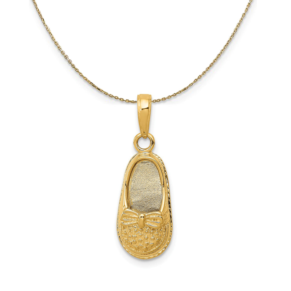 14k Yellow Gold Engravable 3D Baby Shoe (9mm) Necklace, Item N24289 by The Black Bow Jewelry Co.