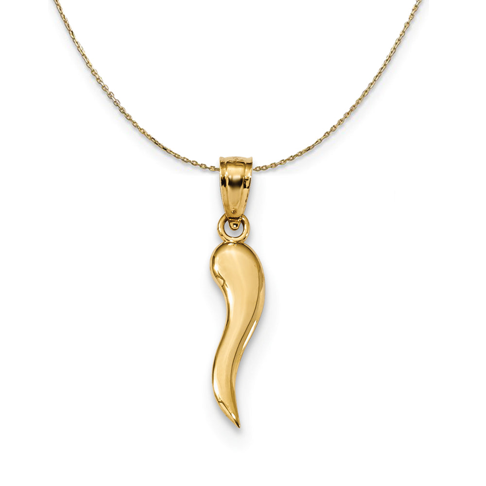 14k Yellow Gold 30mm Italian Horn Necklace, 18”, with Spring Clasp, for  Women, Girls, Unisex - Walmart.com
