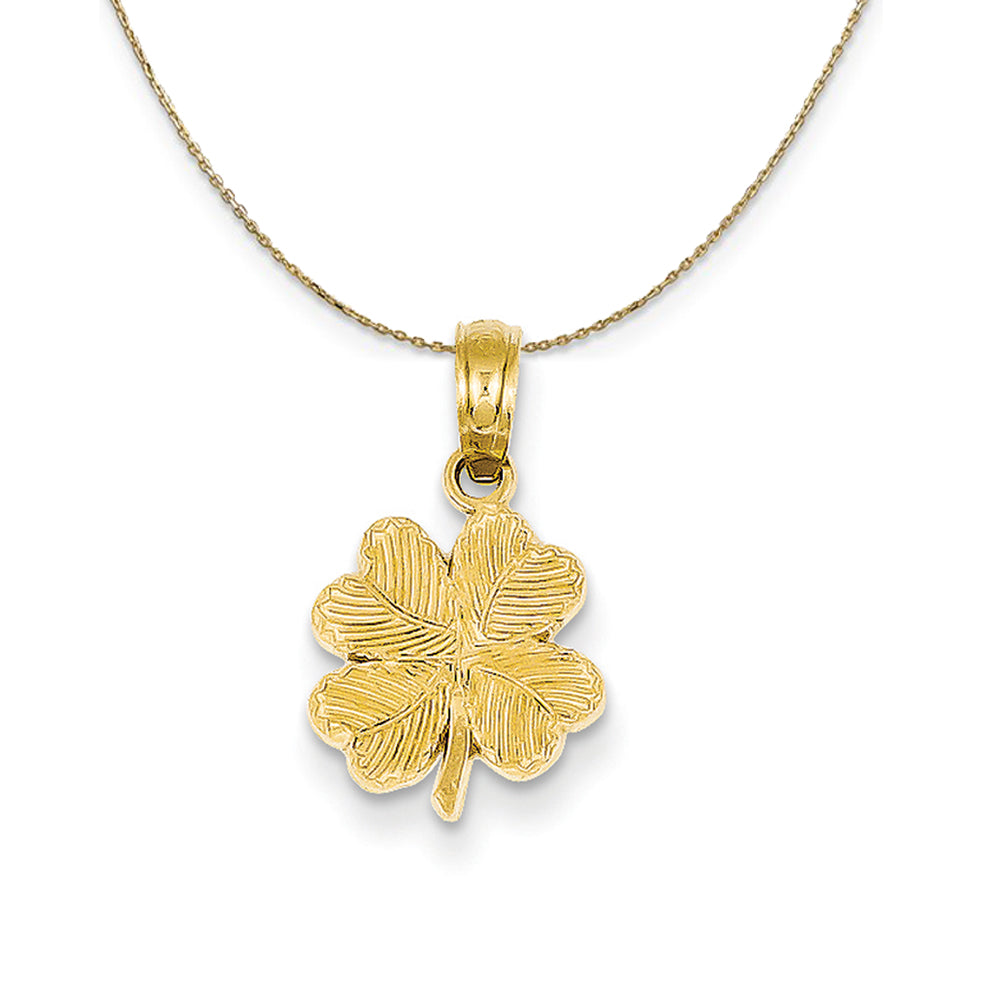 14k Yellow Gold & Green Acrylic Four Leaf Clover Necklace - The Black Bow  Jewelry Company