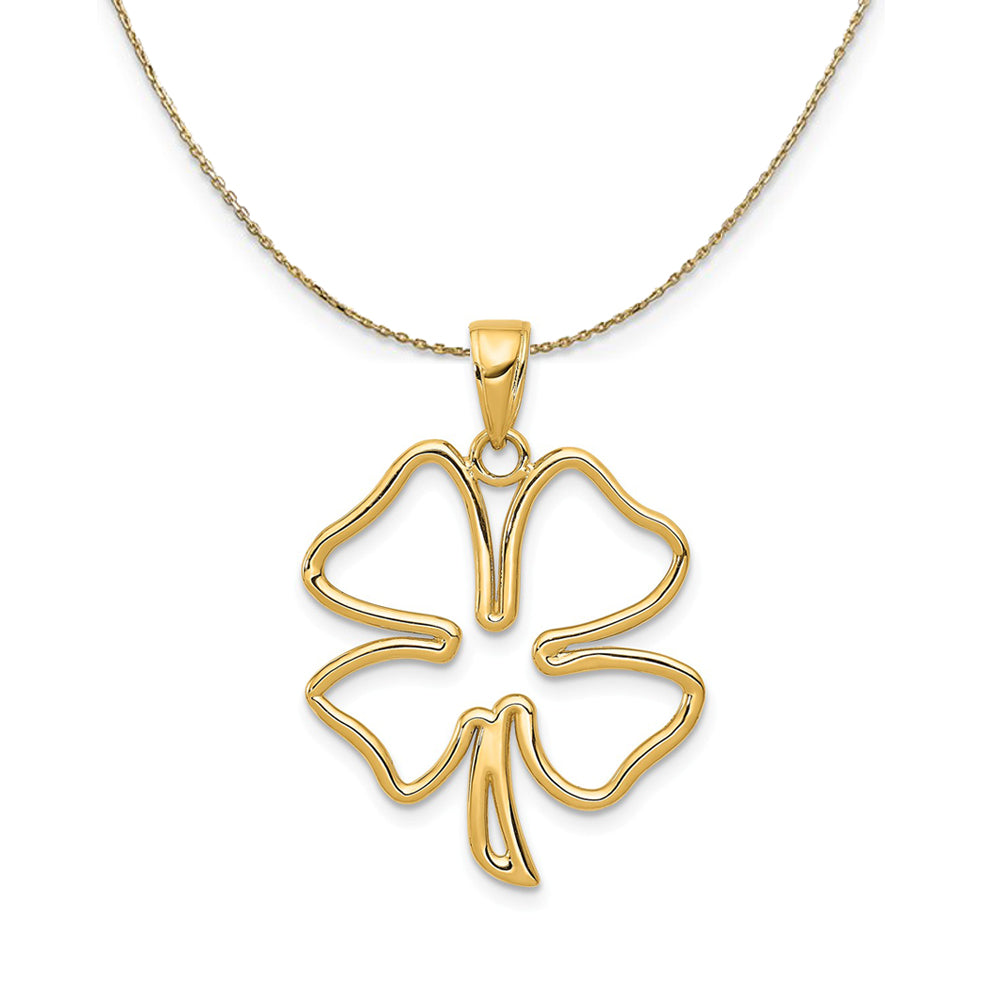 14k Yellow Gold Open Four Leaf Clover (21mm) Necklace, Item N24330 by The Black Bow Jewelry Co.