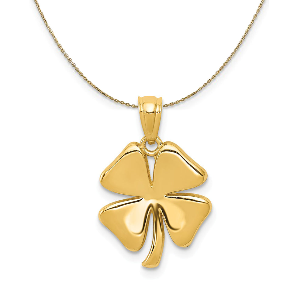 14k Yellow Gold & Green Acrylic Four Leaf Clover Necklace - The Black Bow  Jewelry Company