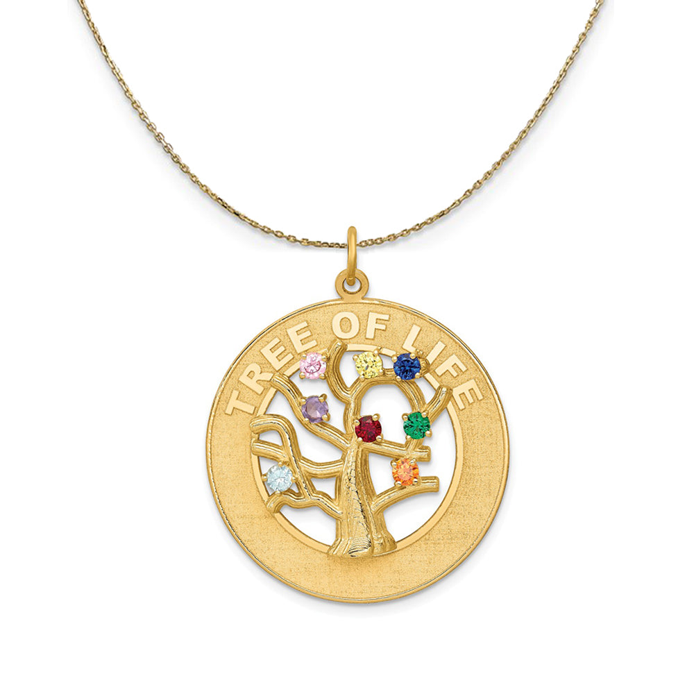14k Yellow Gold & CZ Tree of Life Circle (29mm) Necklace, Item N24383 by The Black Bow Jewelry Co.