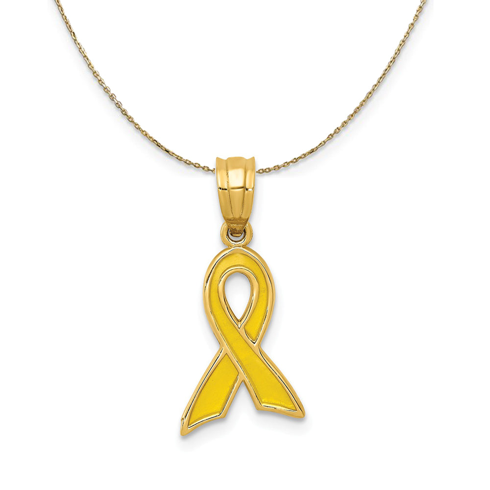 14k Yellow Gold &amp; Yellow Enameled Awareness (10mm) Necklace, Item N24386 by The Black Bow Jewelry Co.