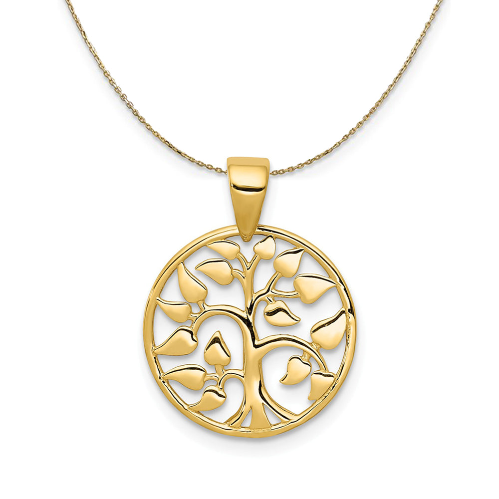 14k Yellow Gold Heart Leaf Tree of Life Necklace, Item N24395 by The Black Bow Jewelry Co.