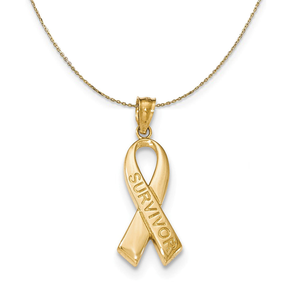 14k Yellow Gold Survivor Ribbon Necklace, Item N24398 by The Black Bow Jewelry Co.