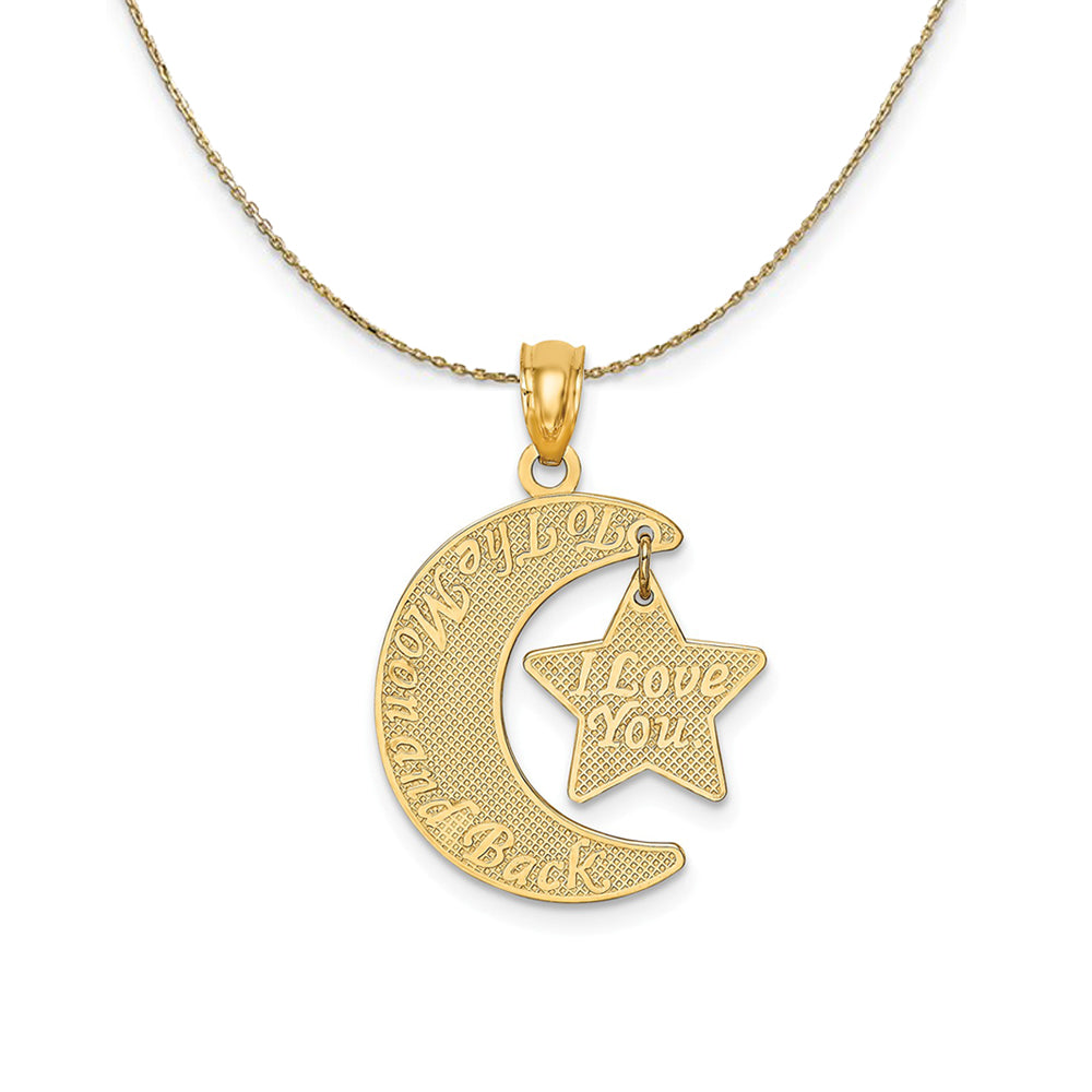 14k Yellow Gold To the Moon and Back Textured Necklace, Item N24441 by The Black Bow Jewelry Co.