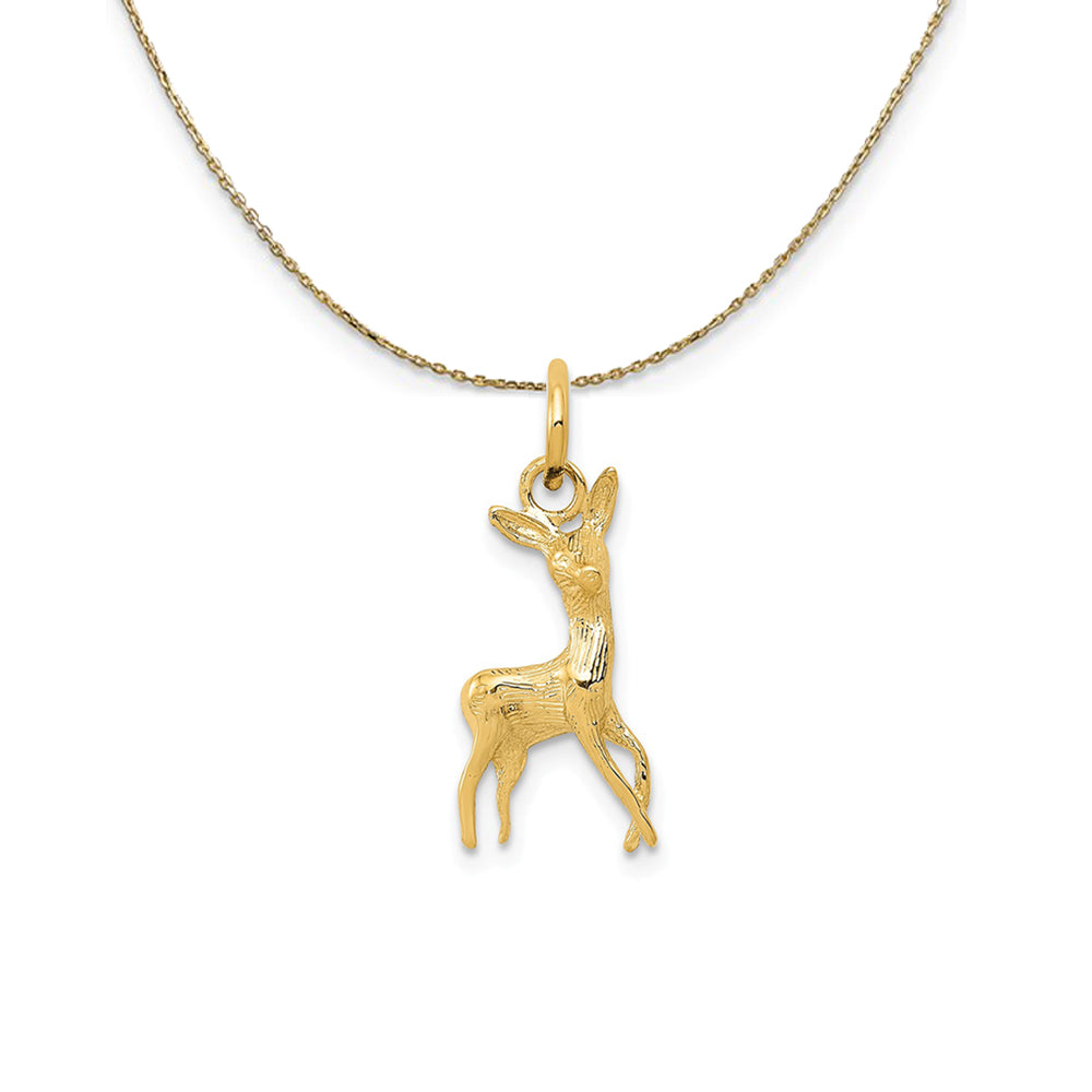 14k Yellow Gold Tiny Deer (8mm) Necklace, Item N24479 by The Black Bow Jewelry Co.