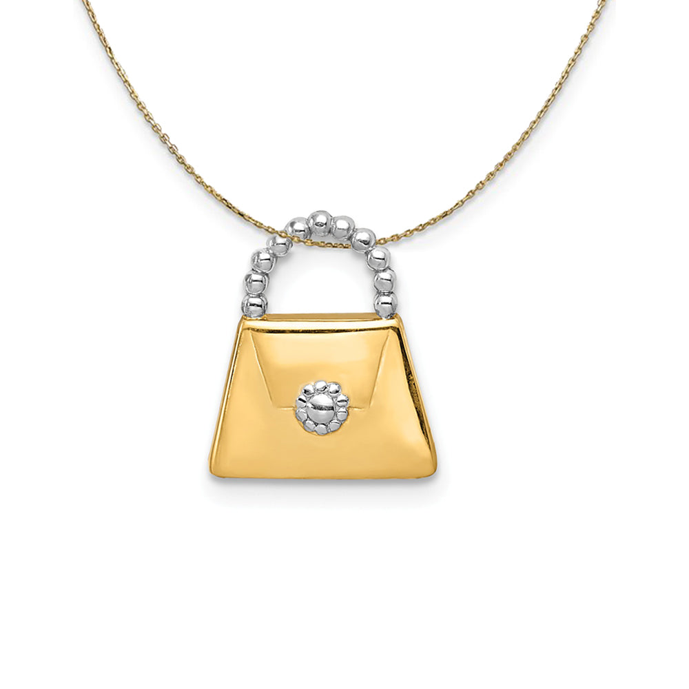 14k Yellow Gold & Rhodium Purse Slide Necklace, Item N24493 by The Black Bow Jewelry Co.