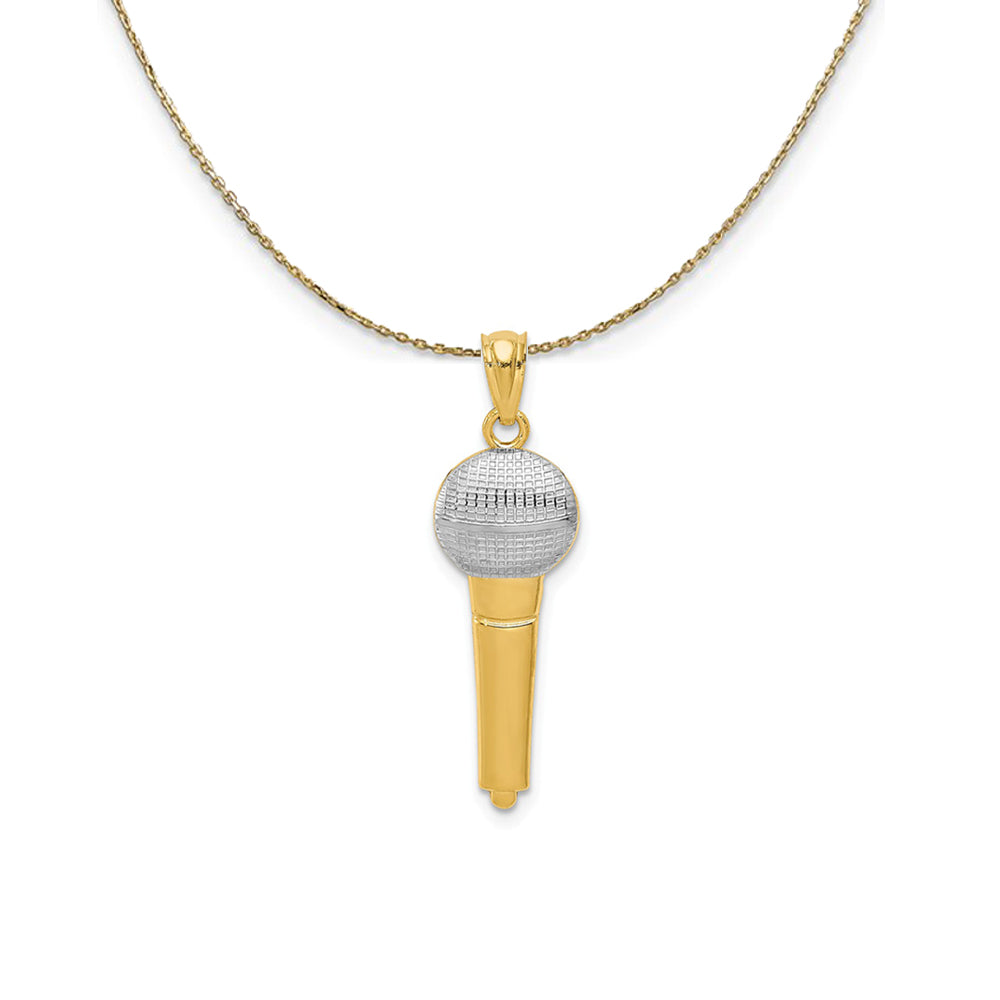 14k Yellow Gold and Rhodium Microphone Necklace, Item N24502 by The Black Bow Jewelry Co.