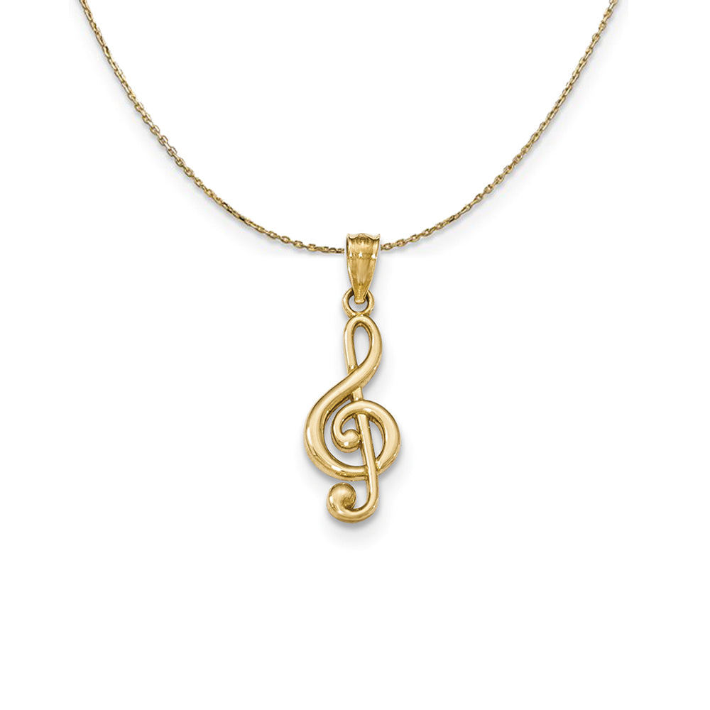 14k Yellow Gold Polished Treble Clef (9 x 25mm) Necklace, Item N24514 by The Black Bow Jewelry Co.