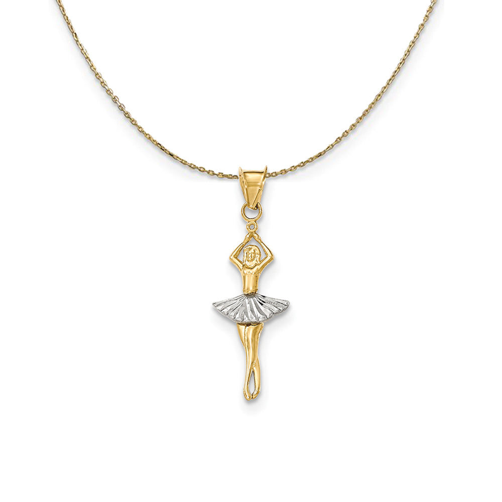 14k Yellow Gold and Rhodium Moveable Dancer (33mm) Necklace, Item N24517 by The Black Bow Jewelry Co.
