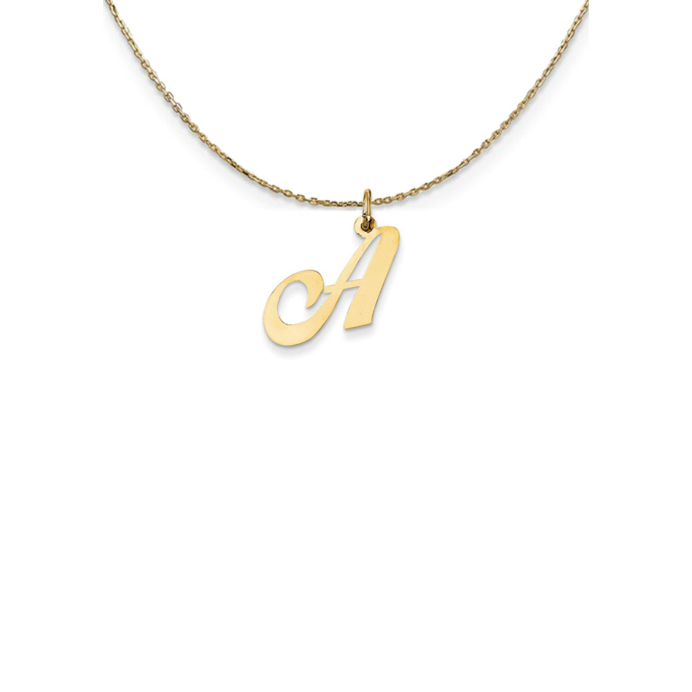 14k Yellow Gold Small Fancy Script Initial A Necklace, Item N24570 by The Black Bow Jewelry Co.