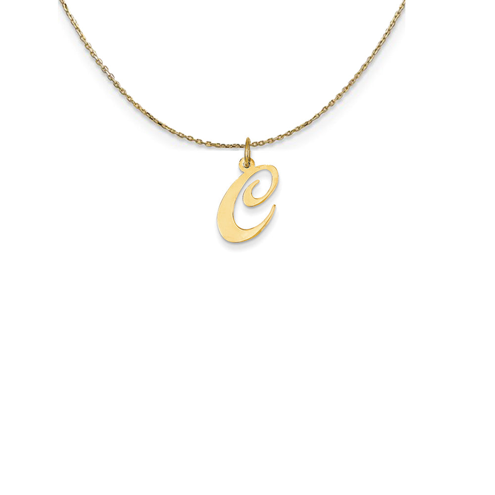 14k Yellow Gold Small Fancy Script Initial C Necklace, Item N24572 by The Black Bow Jewelry Co.